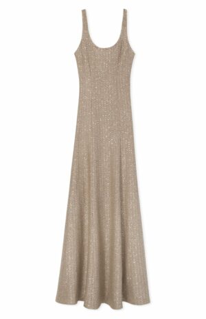 Sequin Textured Knit A-Line Gown